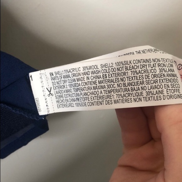 Navy Sheer Back Wool Cardigan - Picture 7 of 8